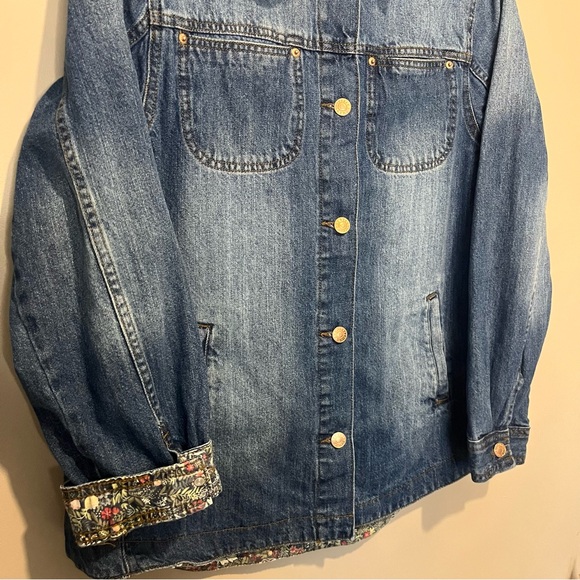 Curve appeal Jean jacket size Medium cotton denim top floral lining western - Picture 6 of 9